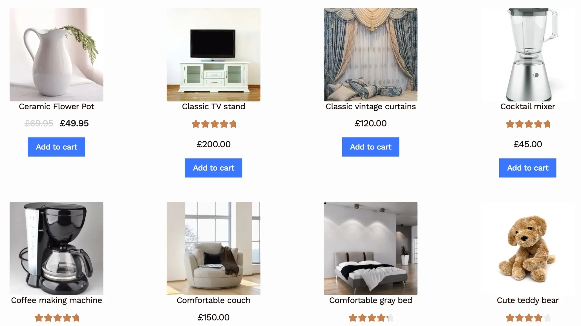 Default grid layout - WooCommerce Product Table PRO