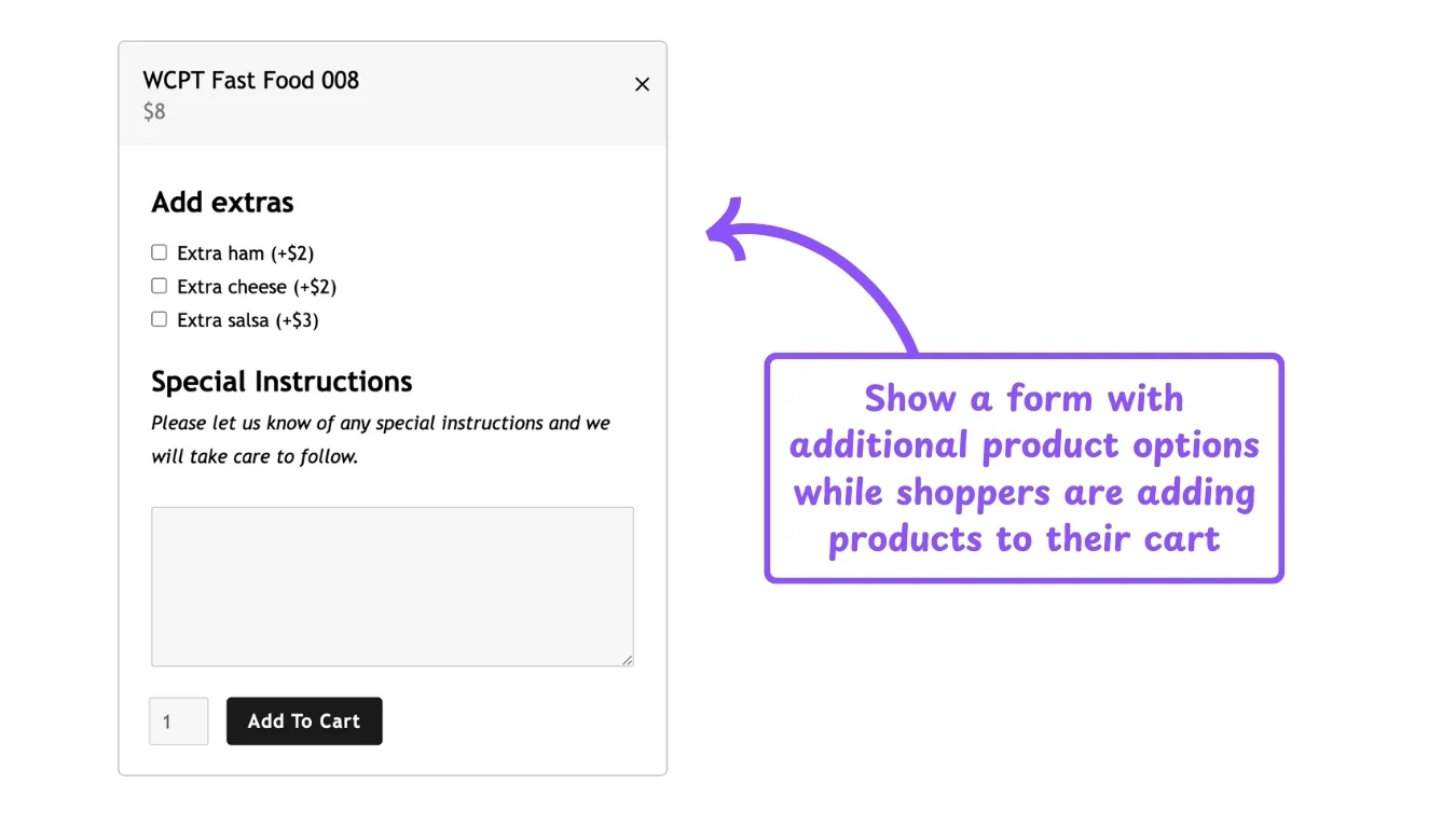 WooCommerce product table feature: addon options product table integration
