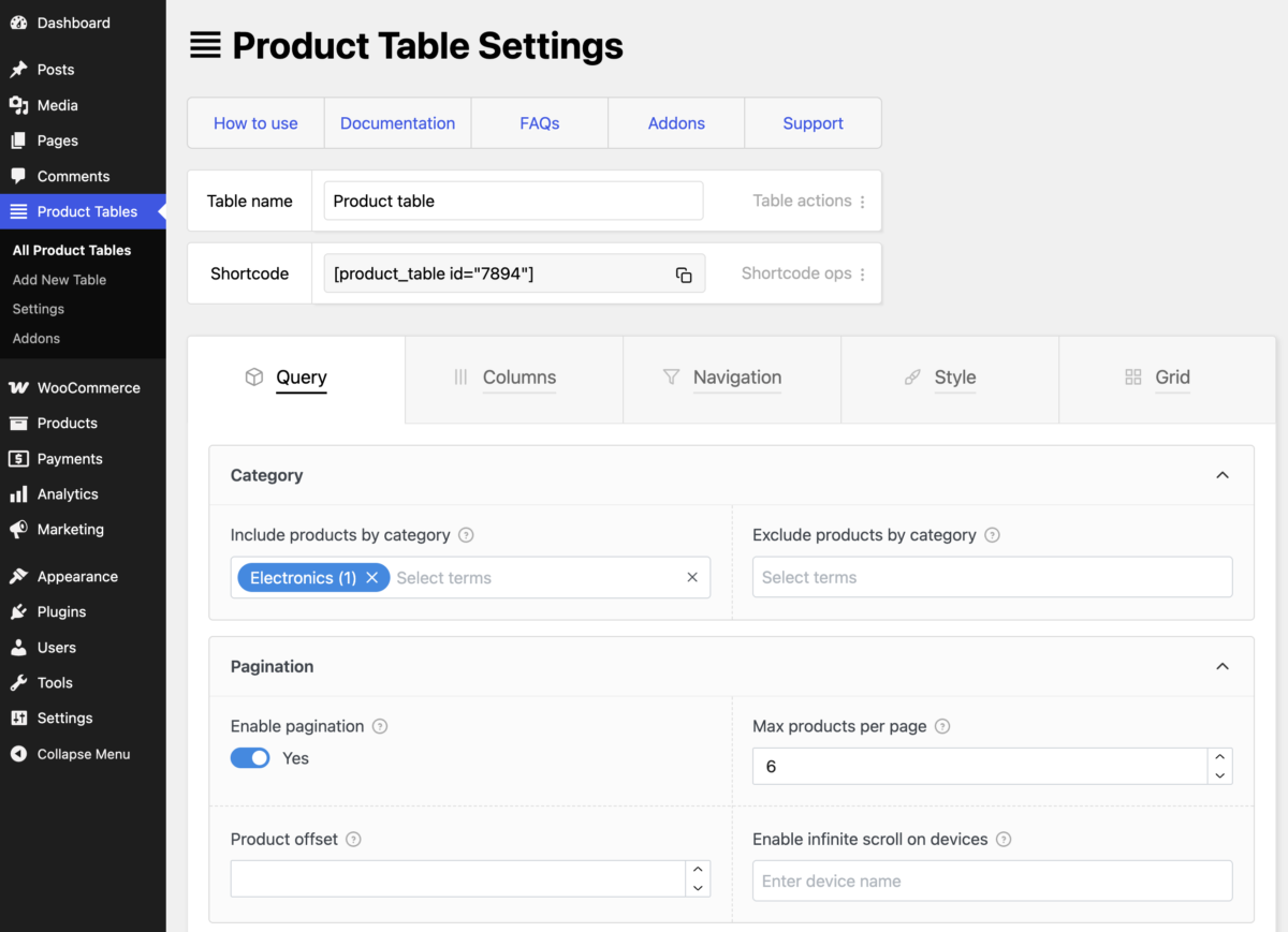 How to edit a WooCommerce product table?